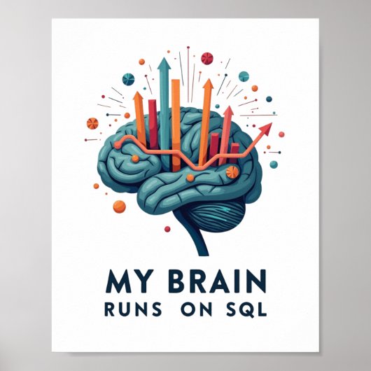 Mijn brein draait op SQL – Data Team Poster (Voorkant)