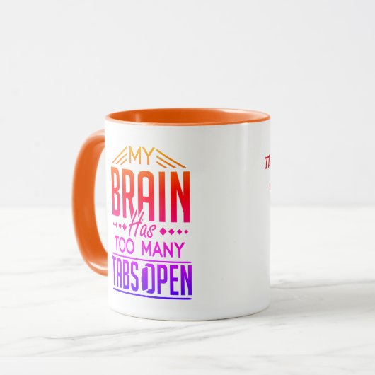 Mijn brein heeft te veel tabbladen open, grappige mok (Voorkant links)