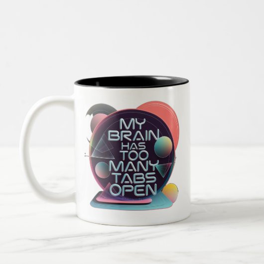 Mijn brein heeft te veel tabbladen open tweekleurige koffiemok (Links)