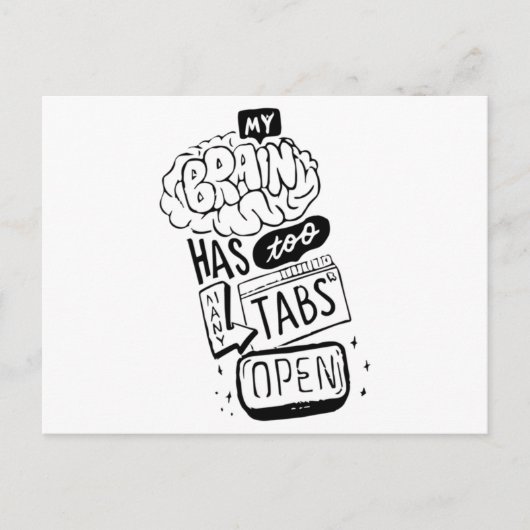 Mijn brein heeft te veel tabs open Classic Briefkaart (Voorkant)