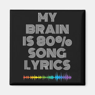 Mijn brein is 80% Song Lyrics Funny Music Lover Magneet
