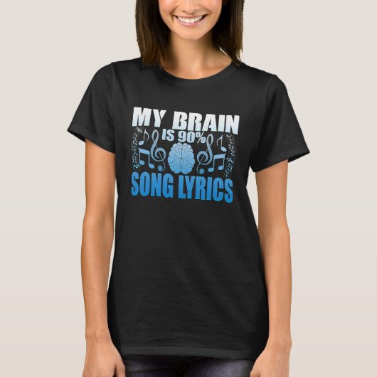 Mijn brein is 90 songteksten t-shirt (Voorkant)