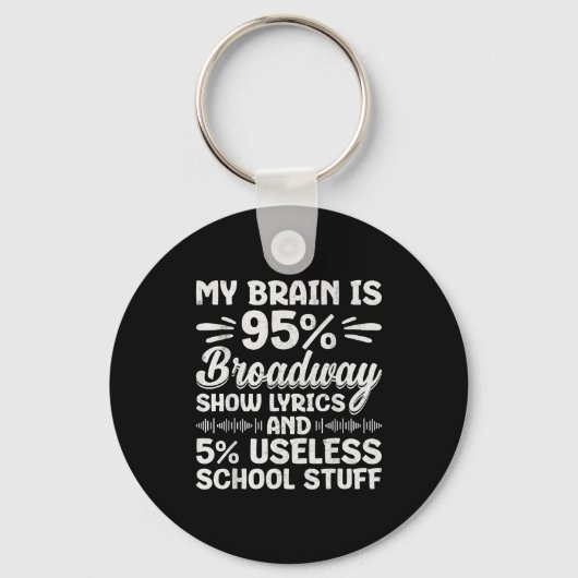 Mijn brein is 95% Broadway-tekst nerd muziektheate Sleutelhanger (Voorkant)