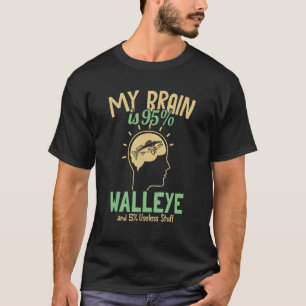 Mijn brein is 95 snoekbaars haken lokkertjes snoek t-shirt
