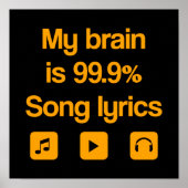Mijn brein is 99,9% songtekst poster (Voorkant)
