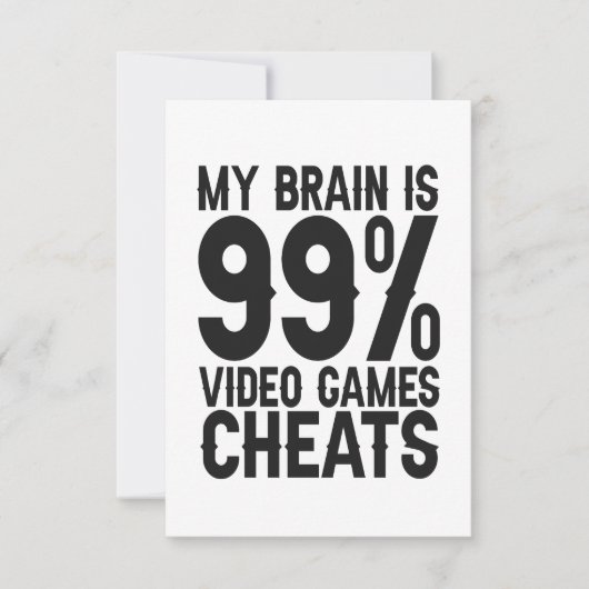 Mijn brein is 99 videogames Cheats Funny Gamer Gif Bedankkaart (Voorkant)