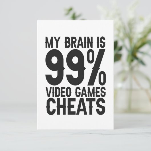 Mijn brein is 99 videogames Cheats Funny Gamer Gif Bedankkaart (Staand voorkant)