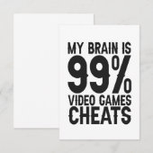 Mijn brein is 99 videogames Cheats Funny Gamer Gif Bedankkaart (Voorkant / Achterkant)