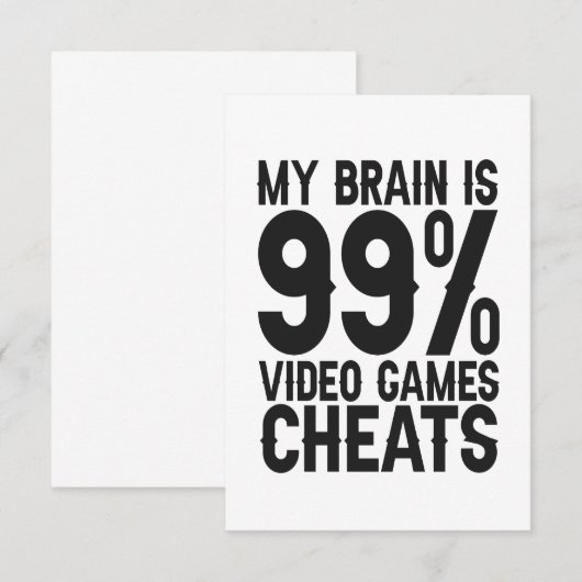 Mijn brein is 99 videogames Cheats Funny Gamer Gif Bedankkaart (Voorkant / Achterkant)