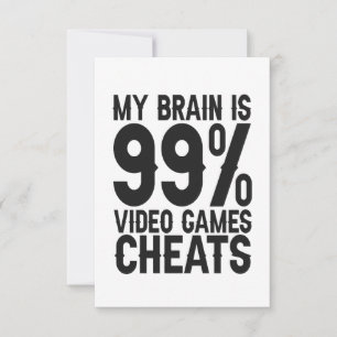 Mijn brein is 99 videogames Cheats Funny Gamer Gif Bedankkaart
