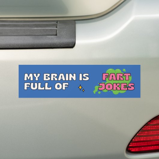 Mijn brein zit vol scheet grappen Bumpersticker (Op auto)