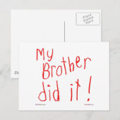 Mijn broer deed het! Briefkaart (Voorkant / Achterkant)