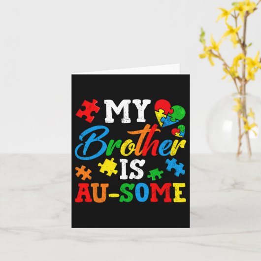 Mijn broer is au-some autisme bewustzijn maand sup kaart (Gele Bloem)