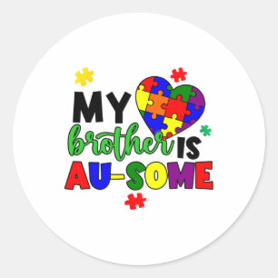 Mijn broer is au-some autisme bewustzijn mama vade ronde sticker