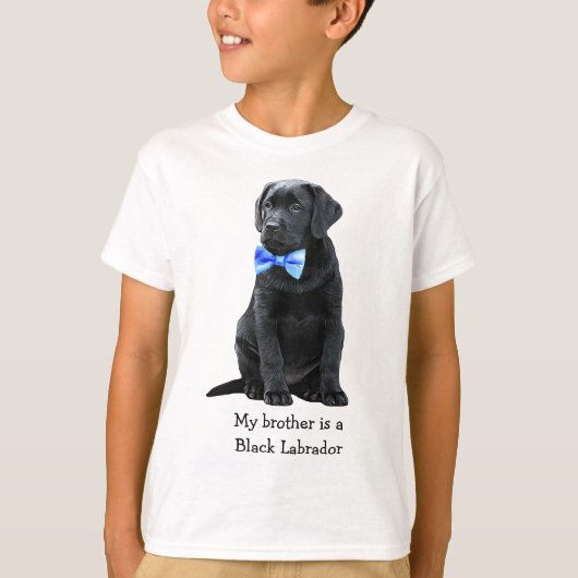 Mijn broer is Black Lab - Black Labrador Puppy Boy T-shirt (Voorkant)