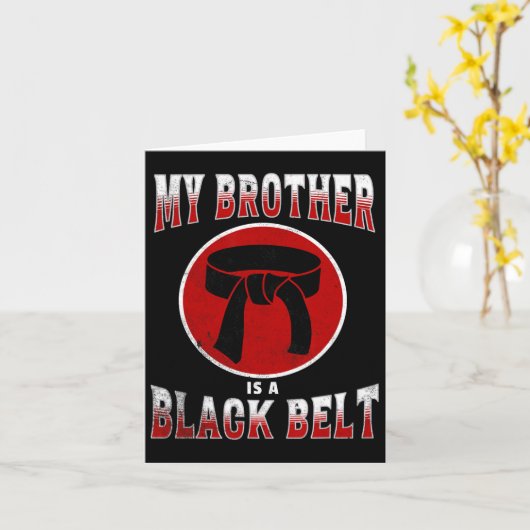 Mijn broer is een Black Belt Martial Arts T-shirt Kaart (Gele Bloem)