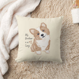 'Mijn broer is een Corgi' Speelse hond warme crème Kussen