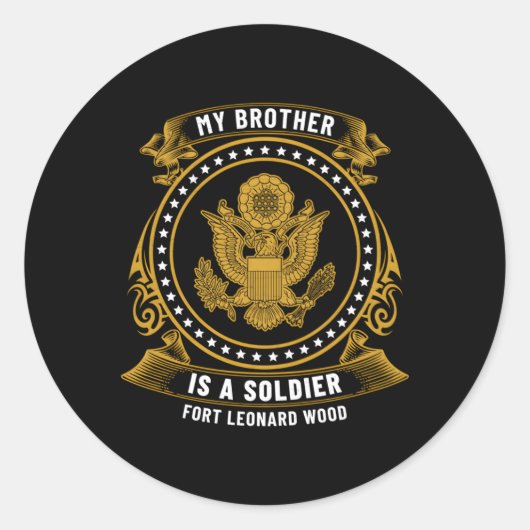 Mijn broer is een soldaat bij Fort Leonard Wood Ba Ronde Sticker (Voorkant)