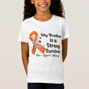Mijn broer is een sterk Survivor Oranje Ribbon T-shirt