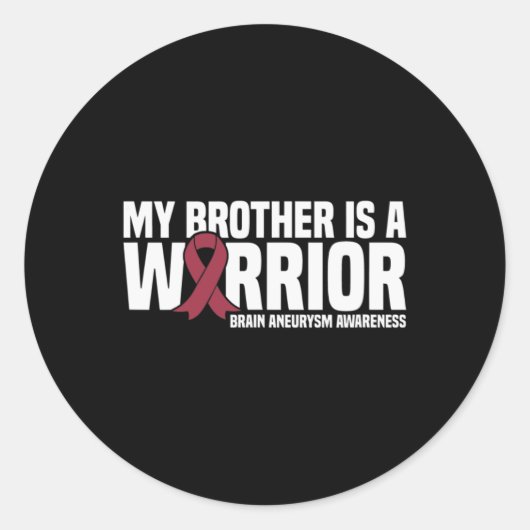 Mijn broer is een Warrior Brain Aneurysm Awareness Ronde Sticker (Voorkant)