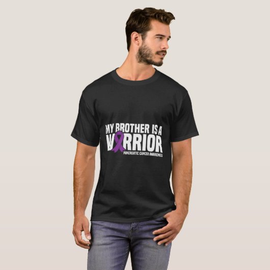 Mijn broer is een Warrior Pancreatic Cancer Awaren T-shirt (Voorkant volledig)
