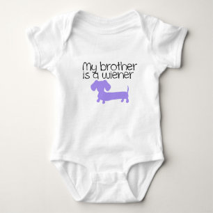 Mijn broer is een wiener dachshund baby outfit cad romper