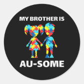 Mijn broer is Geweldige autisme-bewustwording Ronde Sticker (Voorkant)