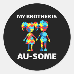 Mijn broer is Geweldige autisme-bewustwording Ronde Sticker