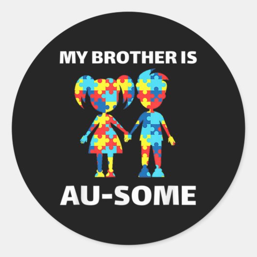 Mijn broer is Geweldige autisme-bewustwording Ronde Sticker (Voorkant)
