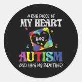 Mijn broer is Geweldige zuster Autistic Kinder Aut Ronde Sticker (Voorkant)
