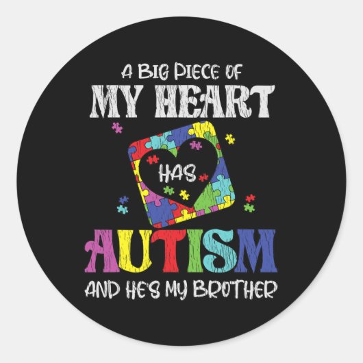 Mijn broer is Geweldige zuster Autistic Kinder Aut Ronde Sticker (Voorkant)