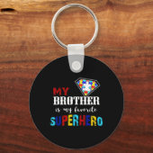 Mijn broer is mijn favoriete superheld Autism Awar Sleutelhanger (Voorkant)