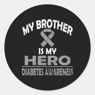 Mijn broer is mijn heldendiabetesbewustzijn voor S Ronde Sticker