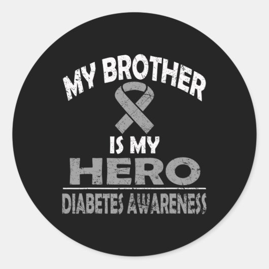 Mijn broer is mijn heldendiabetesbewustzijn voor S Ronde Sticker (Voorkant)