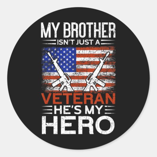Mijn broer is mijn Hero Proud American Veteran Bro Ronde Sticker (Voorkant)