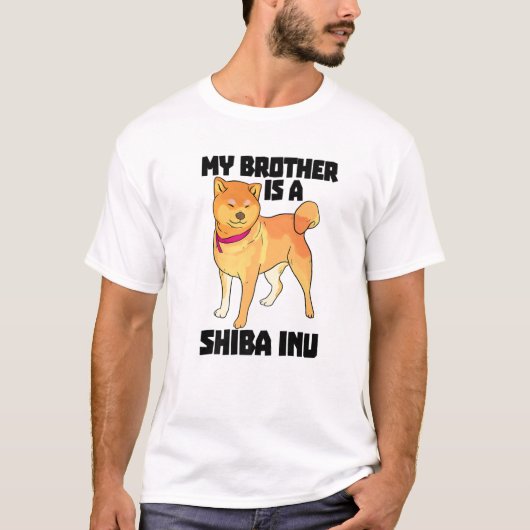Mijn broer is Shiba in grappige vrouwen die op hon T-shirt (Voorkant)