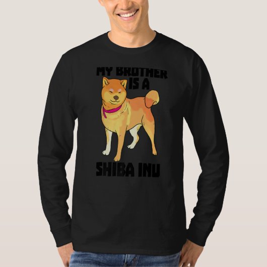 Mijn broer is Shiba in grappige vrouwen die op hon T-shirt (Voorkant)