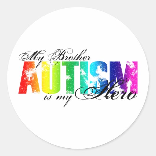 Mijn broer Mijn Hero - Autisme Ronde Sticker (Voorkant)