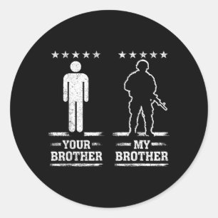 Mijn broer militair trots USA patriottisch Ronde Sticker