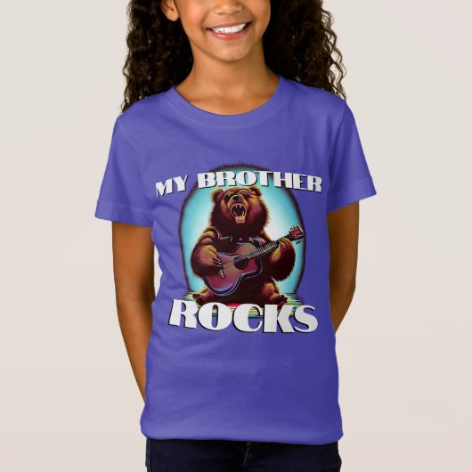 Mijn broer Rocks! Kleurrijk Beer T-shirt (Voorkant)