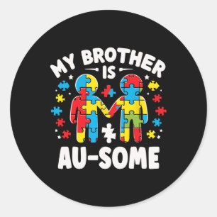 Mijn broertje is Geweldige Autisme Bewustzijn kleu Ronde Sticker