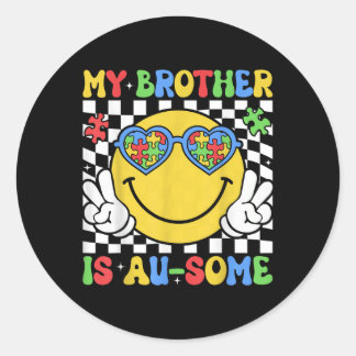 Mijn broertje is Geweldige Autisme Bewustzijn Zust Ronde Sticker