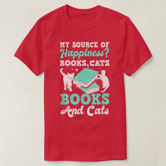Mijn bron van het gelukkige Kat Boek Lovers die Bo T-shirt (Design voorkant)