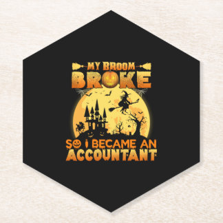 Mijn Broom Broke werd Halloween Accountant Kartonnen Onderzetters