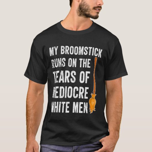 Mijn broomstick loopt op de tranen van middelwit w t-shirt (Voorkant)
