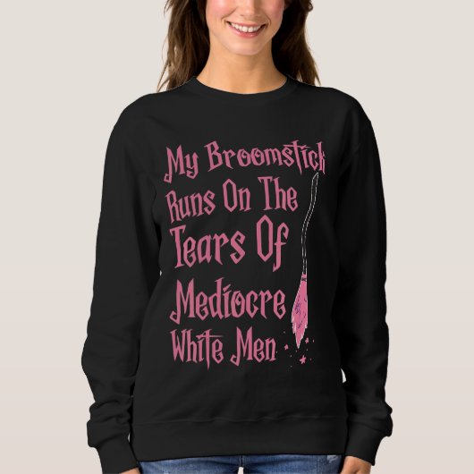 Mijn broomstick loopt op de tranen van middelwit w trui (Voorkant)