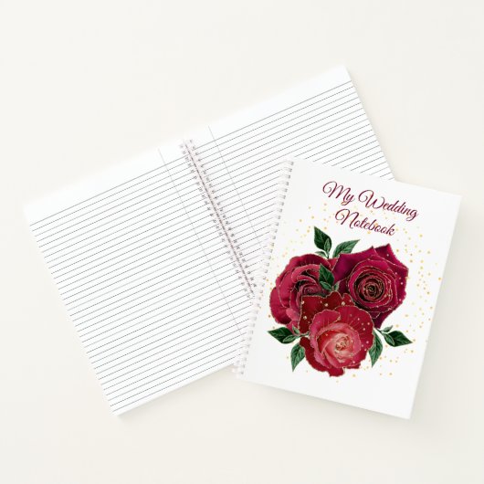 Mijn bruiloft Notitieboek Gold en rode rozen (Binnen)
