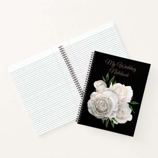 Mijn bruiloft Notitieboek Gold en witte rozen (Binnen)