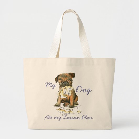 Mijn Brussels Griffon Ate Mijn Lesson Plan Grote Tote Bag (Voorkant)