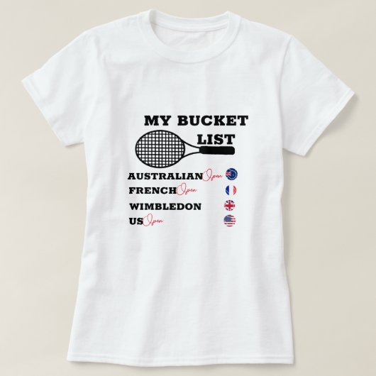 Mijn Bucket List Grand Slam T-shirt - Aangepaste n (Design voorkant)